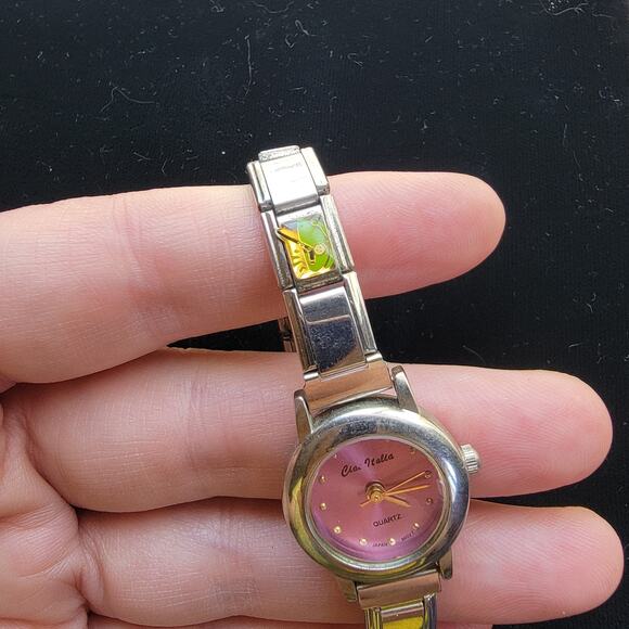 Vintage Watch Pink Dial Charm Bracelet Quartz Dainty Stretch Gift for Grandma - Picture 6 of 10